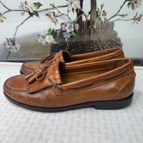 Johnston & Murphy Mens Size 9M Brown Leather Tassel Loafers Casual or Dress Shoe - Picture 2 of 9